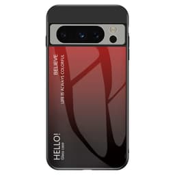 SKALO Google Pixel 8 Pro Gradient Hærdet glas TPU Cover - Rød