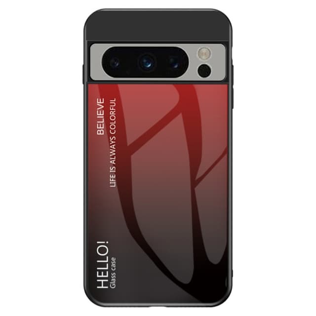SKALO Google Pixel 8 Pro Gradientti karkaistu lasi TPU-suojakuori - Punainen