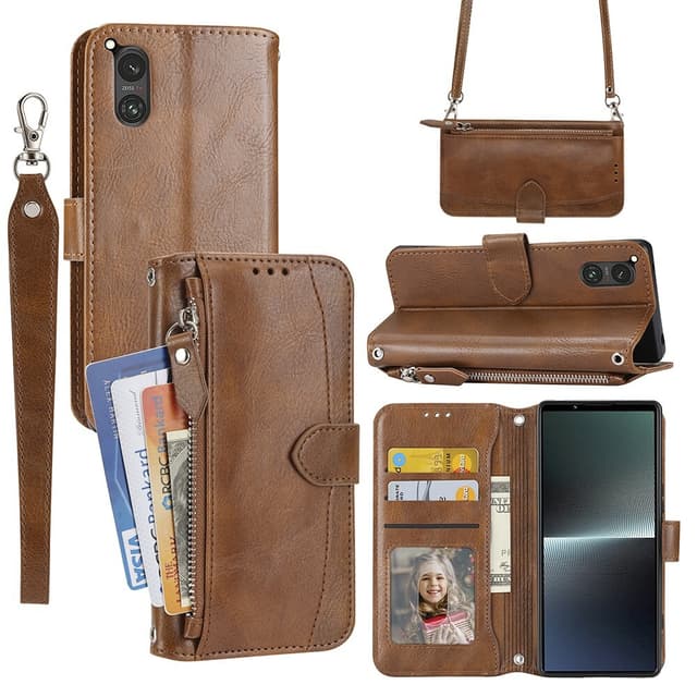 SKALO Sony Xperia 5 V Evelope Clutch 5-Lokeroa - Ruskea