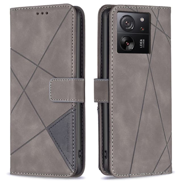 Xiaomi 13T/13T Pro BINFEN COLOR Embossed Plånboksfodral - Grå