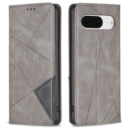 Google Pixel 8 BINFEN COLOR Præget Flip Cover - Grå