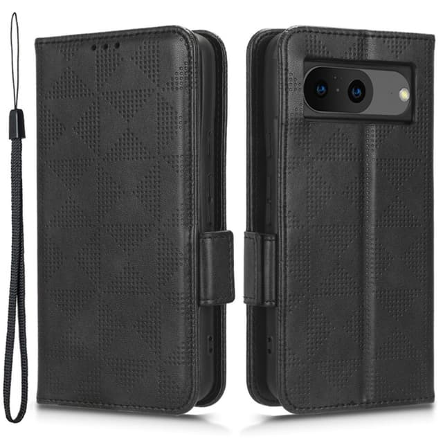 SKALO Google Pixel 8 Embossed Triangle Plånboksfodral - Svart