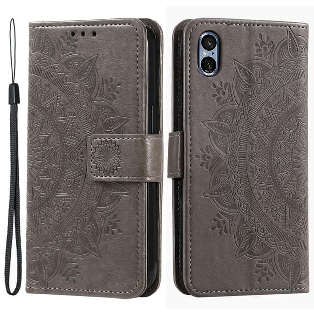 SKALO Sony Xperia 5 V Mandala lompakkokotelo - Harmaa