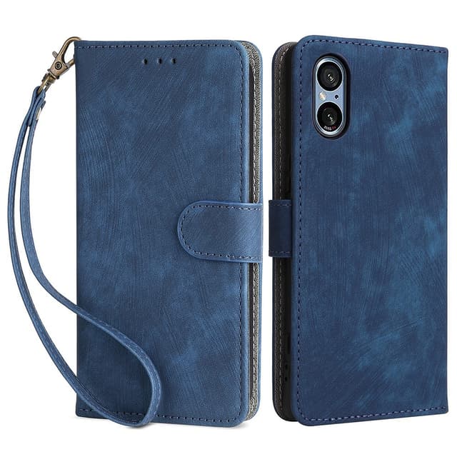 SKALO Sony Xperia 5 V Flip Cover m. pung i PU-læder - Blå