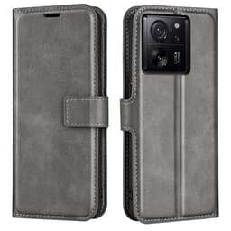 SKALO Xiaomi 13T/13T Pro Premium Wallet Flip Cover - Grå