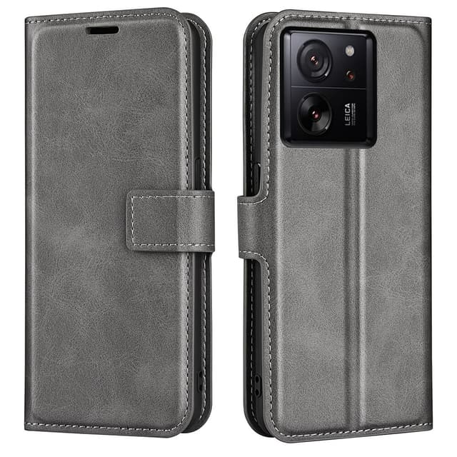 SKALO Xiaomi 13T/13T Pro Premium Wallet Flip Cover - Grå