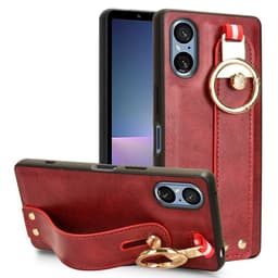 SKALO Sony Xperia 5 V PU-nahkakuori käsivarsinauhalla - Punainen