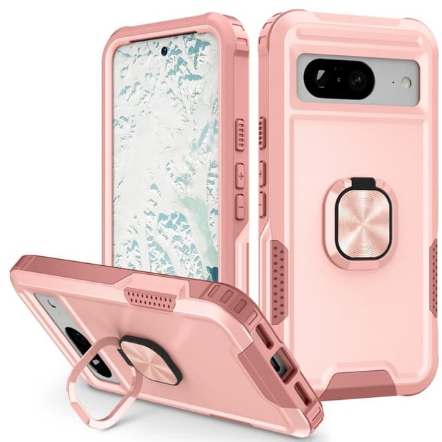 SKALO Google Pixel 8 Armor Hybrid Metallring skal - Rosa