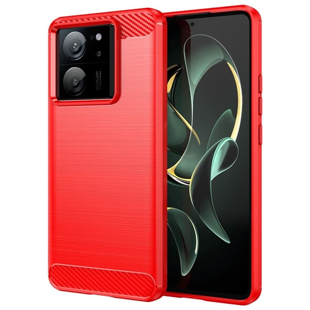SKALO Xiaomi 13T/13T Pro Armor Carbon Stöttåligt TPU-skal - Röd