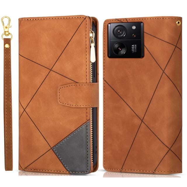 Xiaomi 13T/13T Pro BINFEN COLOR Embossed Plånboksfodral - Brun