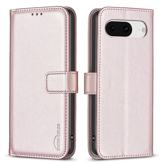 Google Pixel 8 BINFEN COLOR Præget Flip Cover - Rosa guld