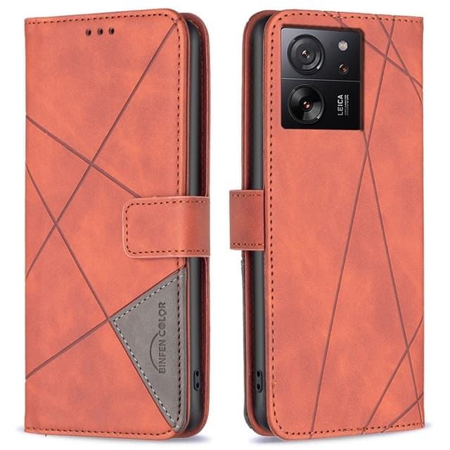 Xiaomi 13T/13T Pro BINFEN COLOR Embossed Plånboksfodral - Brun
