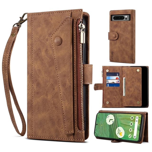 SKALO Google Pixel 8 Pro ESEBLE Big Wallet Lompakkokotelo - Ruskea