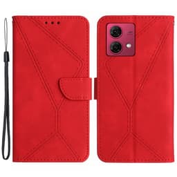 SKALO Motorola Edge 40 Neo 5G Kohokuvioitu PU Nahka Lompakkokotelo - Punainen