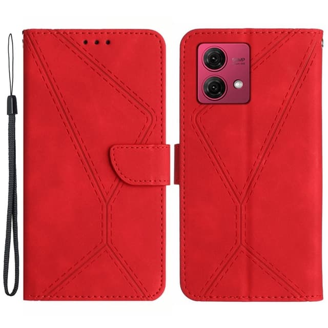 SKALO Motorola Edge 40 Neo 5G Kohokuvioitu PU Nahka Lompakkokotelo - Punainen