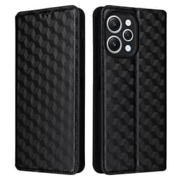 SKALO Xiaomi Redmi 12 4G/5G Romb Litchi Plånbok - Svart