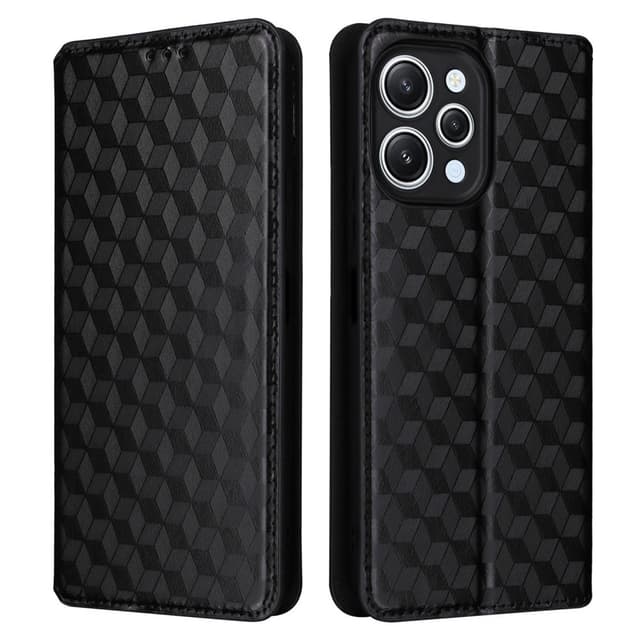 SKALO Xiaomi Redmi 12 4G/5G Romb Litchi Plånbok - Svart