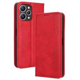 SKALO Xiaomi Redmi 12 4G/5G Embossed Premium Plånboksfodral - Röd