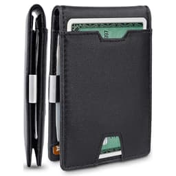 Carbon Fiber Microfiber Tabby Type RFID-blokerende tegnebog med stor kapacitet Sort