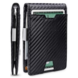 INF Microfiber Carbon Fiber Type Stor kapacitet RFID-blokerende tegnebog Sort