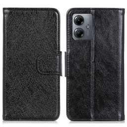 Nappa Texture Split Lompakon Telineen kansi Motorola Moto G14 - Musta