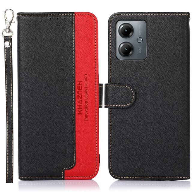 Motorola Moto G14 KHAZNEH Plånboksfodral - Svart/Röd