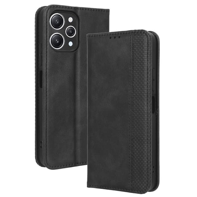 SKALO Xiaomi Redmi 12 4G/5G Embossed Premium Plånboksfodral - Svart