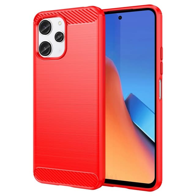SKALO Xiaomi Redmi 12 4G/5G Armor Carbon Stöttåligt TPU-skal - Röd