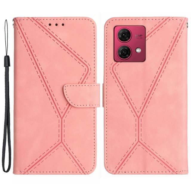 SKALO Motorola Edge 40 Neo 5G PU læderpung med prægning - Pink