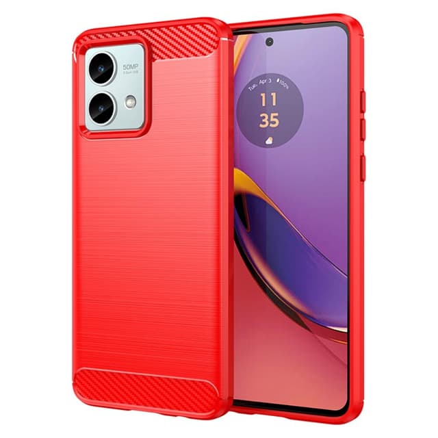 SKALO Motorola Moto G84 5G Armor Carbon Stødsikker TPU-cover - Rød