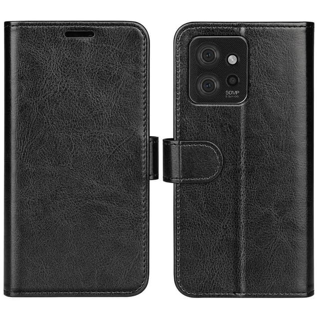 SKALO Motorola ThinkPhone 5G Crazy Horse Plånbok PU Läder - Svart