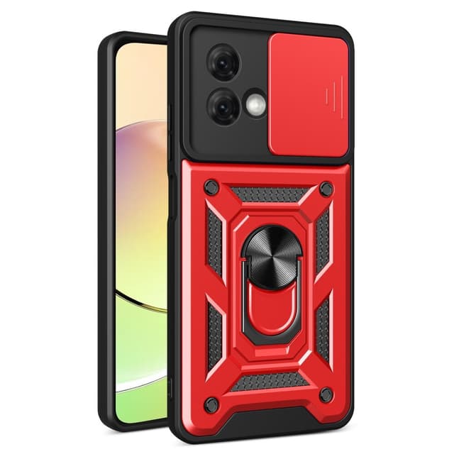 SKALO Motorola Moto G84 5G Armor Hybrid Magnet Ring Camera Slider - Rød