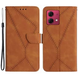 SKALO Motorola Edge 40 Neo 5G Kohokuvioitu PU Nahka Lompakkokotelo - Ruskea