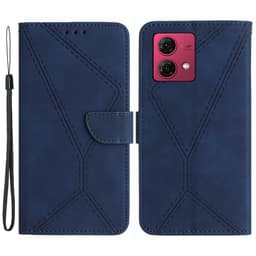 SKALO Motorola Edge 40 Neo 5G Kohokuvioitu PU Nahka Lompakkokotelo - Sininen