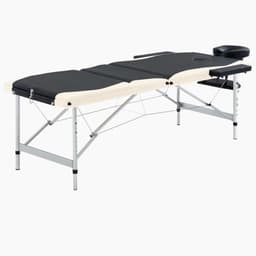 vidaXL Hopfällbar massagebänk 3 sektioner aluminium svart och beige