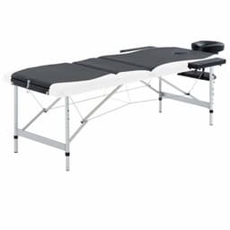 vidaXL Hopfällbar massagebänk 3 sektioner aluminium svart och vit