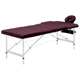 vidaXL Hopfällbar massagebänk 3 sektioner aluminium mörklila