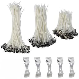 Vaxade ljusvekar (9/15/20 cm) med 5 vekcentrerare 300 st Vit