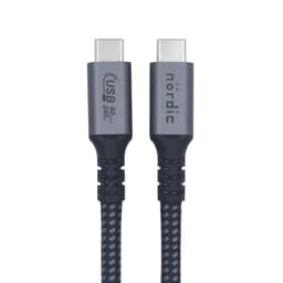 NÖRDIC 3m USB4 USB-C til C nylonflettet kabel PD3.1 240W hurtiglading 40G 8K60Hz 4K120Hz 5K60Hz 2x4K60Hz Emarker-kompatibel Thunderbolt 4 og 3