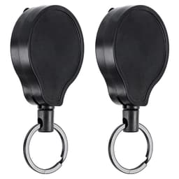 INF Uttrekkbar spoleklips nøkkelring 2-pack Sort