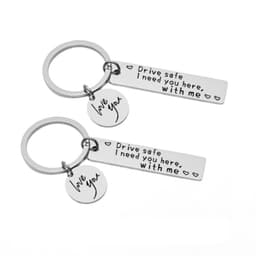 Avaimenperä ""Drive safe"" ruostumatonta terästä hopea 2-pack