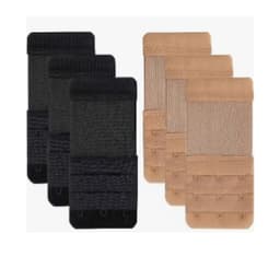 Komfortabel elastisk BH-forlenger BH-lukking-forlengelse 3 rader 3 kroker 6-pak Svart / Mørk beige