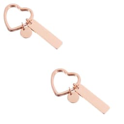 2 pakke hjerteformet DIY nøkkelring i rustfritt stål Rose gull