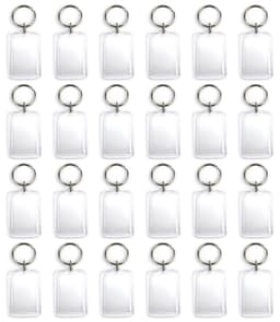 INF Läpinäkyvä 25-osainen valokuvakehyksen avaimenperä ja halkaistu rengaspuku Läpinäkyvä 3,2x4,6 cm 3