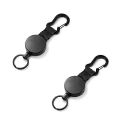 2 pakkaus varkaudenesto sisäänvedettävä avaimenperä, jossa on elastinen teräsvaijeri Musta