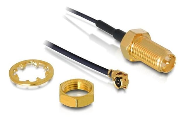 DeLOCK antennadapter, I-PEX ha vinklad, RP-SMA hona rak, 0,2m
