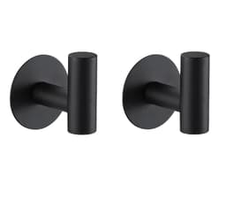 Selvklæbende rustfrie runde kroge 2-pak Sort