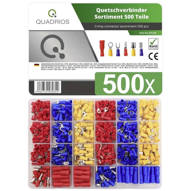 Crimpklämma sortiment 0.5 mm² 2.5 mm² Röd, Blå, Gul