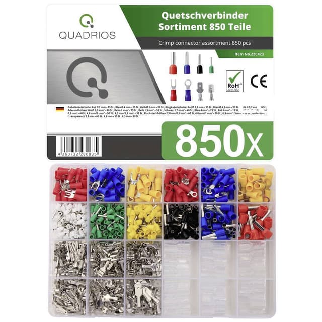 Crimpklämma sortiment 0.5 mm² 6 mm² Röd, Blå, Gul,
