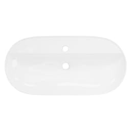 Oval håndvask uden overløb 80x40x12 cm hvid keramik ML-Design